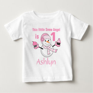 T-shirt Pour Bébé Wonderland Snowman Cupcakes Premier anniversaire