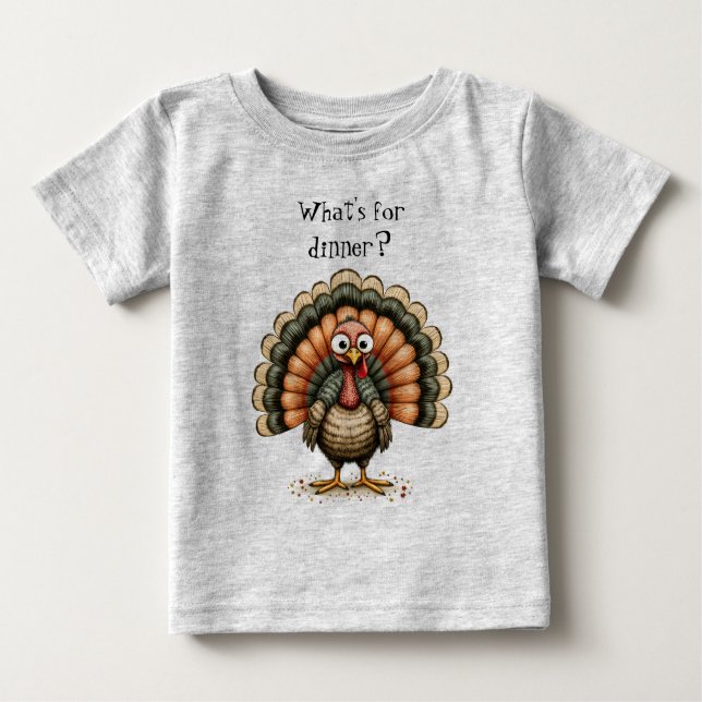 T-shirt Pour Bébé Wonky Quirky Turkey What's For Dinner?  (Devant)