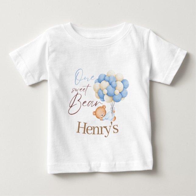 T-shirt Pour Bébé Woodland Bear Boy 1er Anniversaire Party Pastel (Devant)