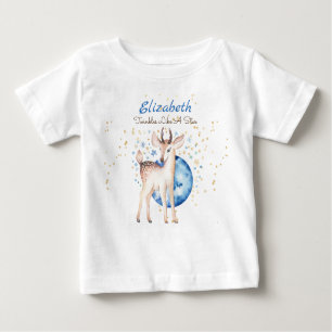 T-shirt Pour Bébé Woodland Deer Twinkle Stars Baby NAME Cadeau Flora