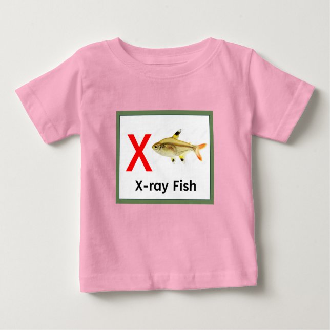 T-shirt Pour Bébé X est pour le poisson à rayons X (Devant)