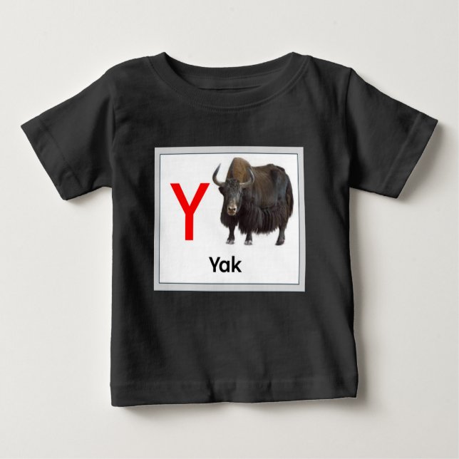 T-shirt Pour Bébé Y est pour Yak (Devant)