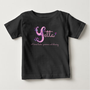 T-shirt Pour Bébé Yetta filles nom signifiant Y coeurs monogrammes