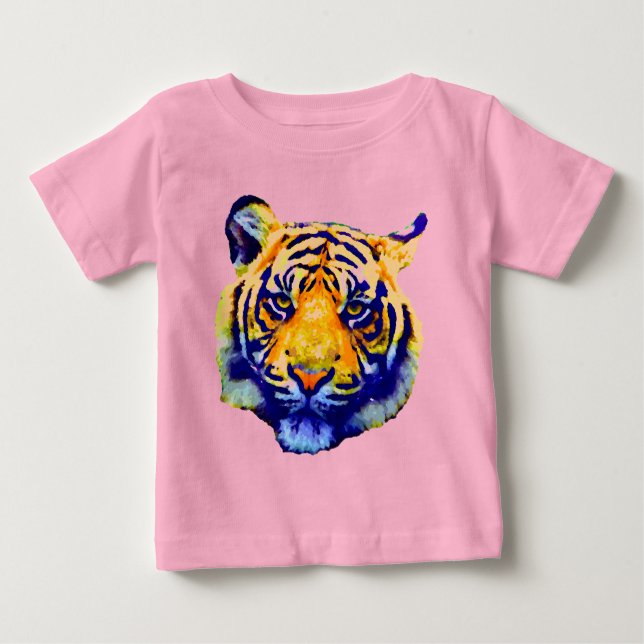 T-shirt Pour Bébé Yeux de Tigre Pop Art (Devant)