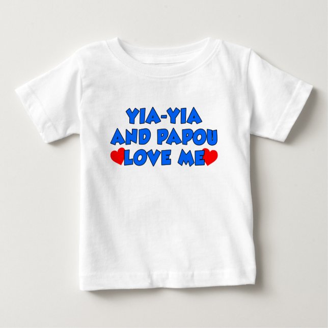 T-shirt Pour Bébé Yia-Yia et Papou m'aiment (Devant)