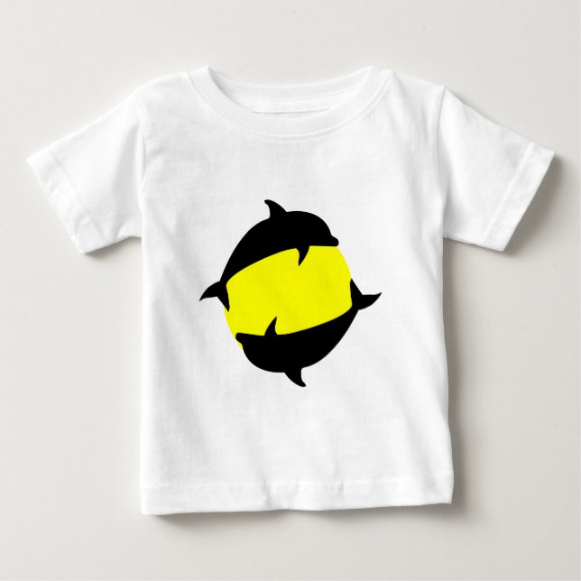 T-shirt Pour Bébé yin yin yin dauphins mignons au soleil (Devant)