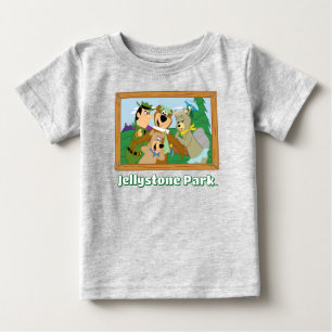 T-shirt Pour Bébé Yogi Ours et amis encadrés photo de la forêt