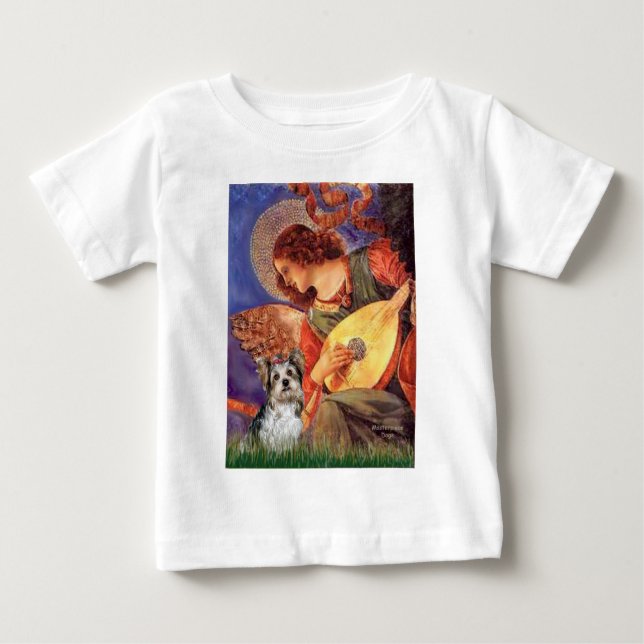 T-shirt Pour Bébé Yorkshire Terrier (Biewer) - Mandoline Ange (Devant)
