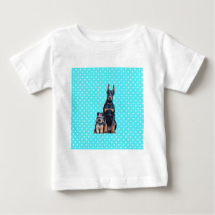 T-shirt Pour Bébé Yorkshire Terrier Doberman Pois bleus