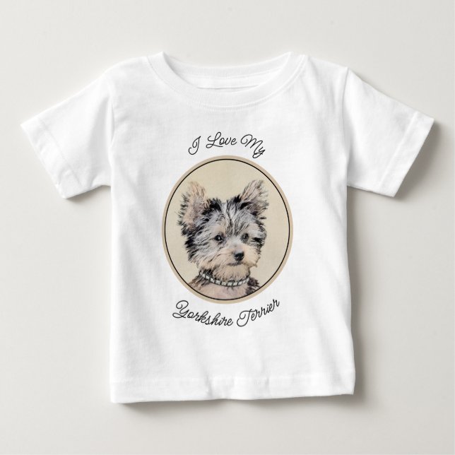 T-shirt Pour Bébé Yorkshire Terrier Puppy Peinture Chien original (Devant)