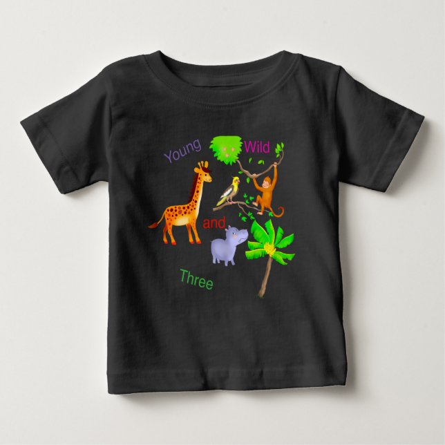 T-shirt Pour Bébé youg wild  and three Animals  (Devant)