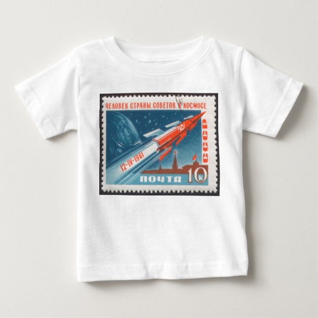 T-shirt Pour Bébé Youri Gagarin Vostok 1 est le 1er homme dans l'esp (Devant)