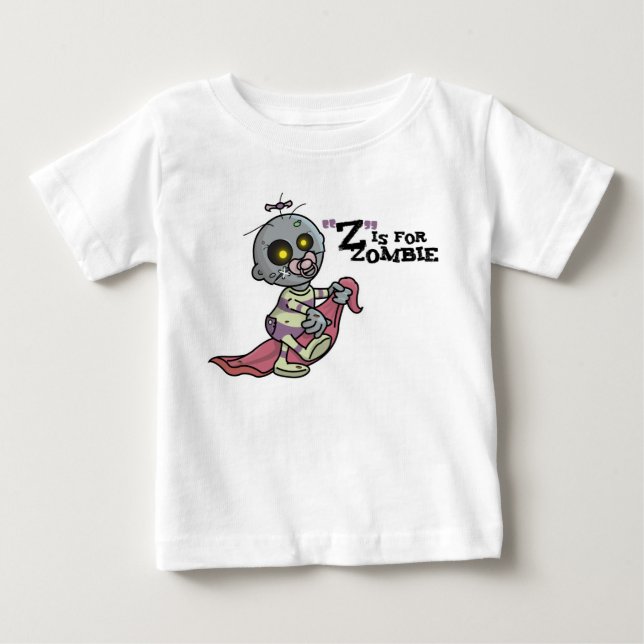 T-shirt Pour Bébé "Z" est pour Zombie avec couverture (filles) Manch (Devant)