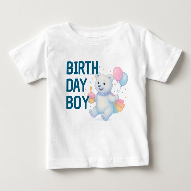 T-shirt Pour Bébé Zarah Dancing Polar Bear • 1st Birthday Boy Baby  (Devant)