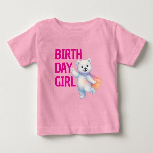 T-shirt Pour Bébé Zarah Dancing Polar Bear 1st Birthday Girl  (Devant)