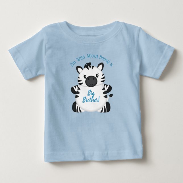 T-shirt Pour Bébé Zebra Baby shower Safari Blue Boy (Devant)