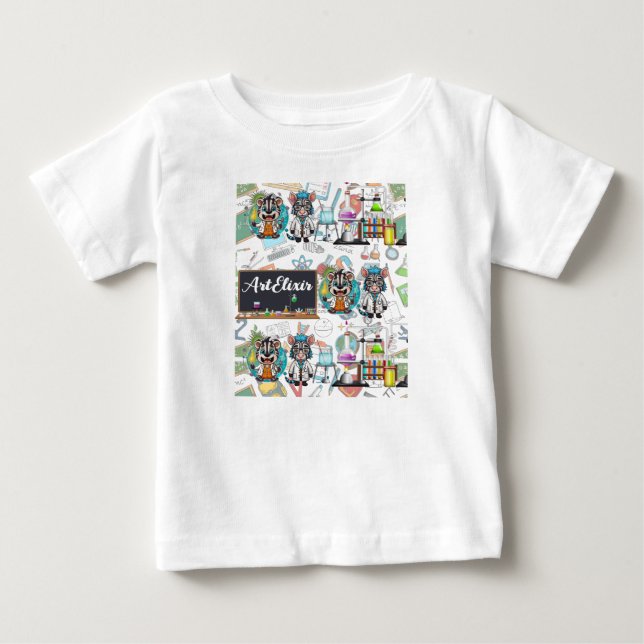 T-shirt Pour Bébé Zebra Mad Scientist Imprimer (Devant)