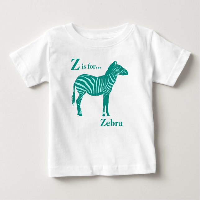 T-shirt Pour Bébé Zebra - Turquoise et Aqua (Devant)