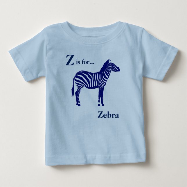 T-shirt Pour Bébé Zèbre - Cobalt foncé bleu et blanc (Devant)
