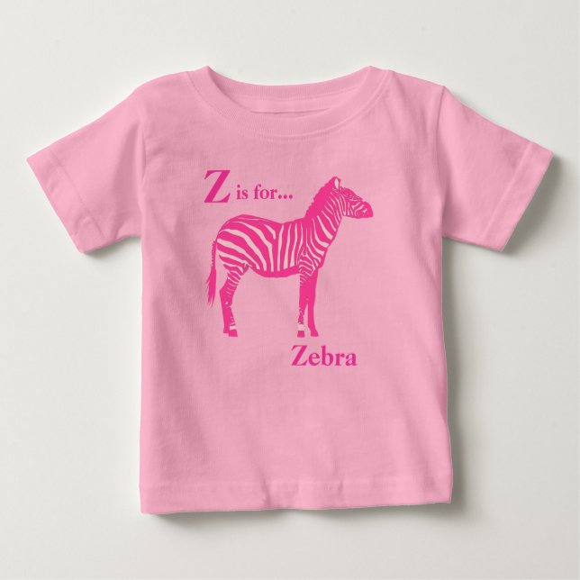 T-shirt Pour Bébé Zèbre - Fuchsia et rose clair (Devant)