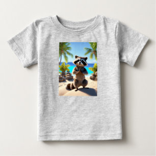 T-shirt Pour Bébé Zen Rascal : Yoga de Raton Laveur au Coucher du So