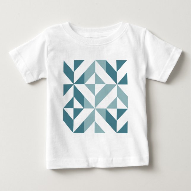 T-shirt Pour Bébé ZigZag géométrique vert turquoise à deux tons (Devant)