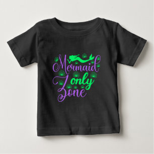 T-shirt Pour Bébé Zone Réservée aux Sirènes en Vert Néo et Violet