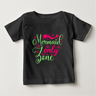 T-shirt Pour Bébé Zone Sirène uniquement en rose chaud et vert néon