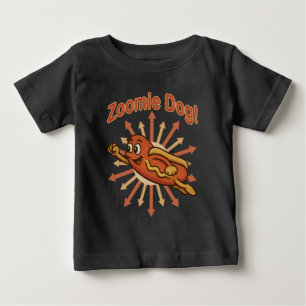T-shirt Pour Bébé Zoomie Chien volant Hot Dog Cartoon - Fun Retro
