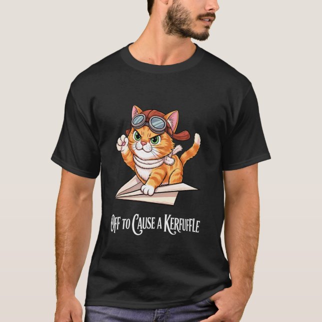 T-shirt Pour causer une agitation Mème de chat aviateur ré (Devant)