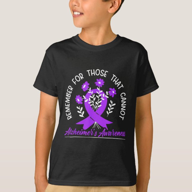 T-shirt Pour Ceux Qui Ne Peuvent Pas Fleur Ruban Alzheimer (Devant)