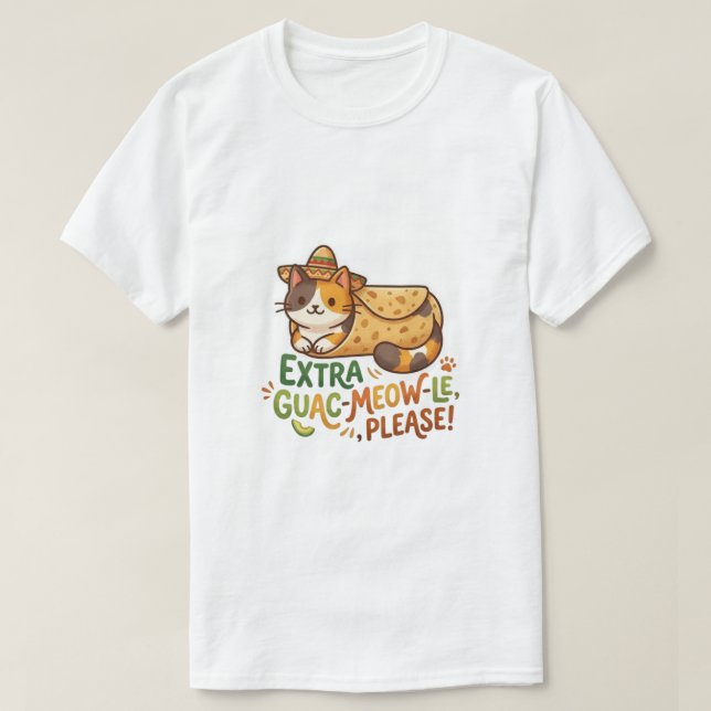 T-shirt pour chat "Extra Guac-Meow-Le S'il Vous Pl (Design devant)