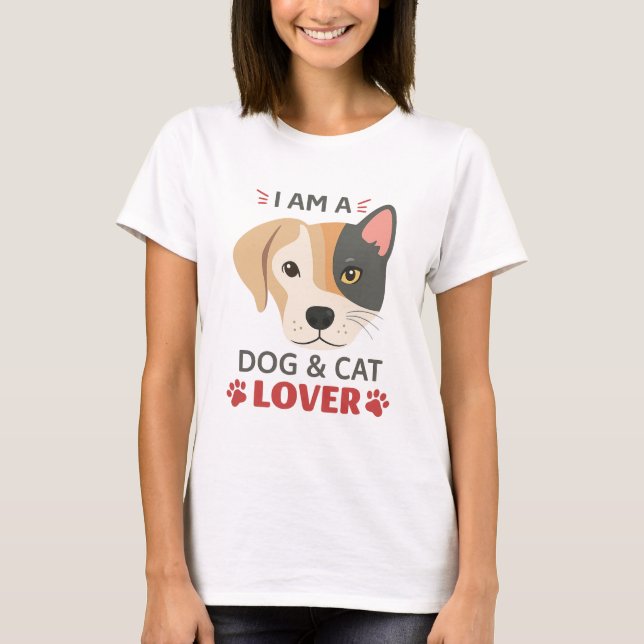 T-Shirt pour chien et Amoureux des chats pour femm (Devant)