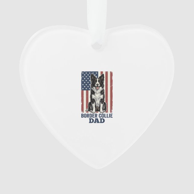 T-shirt pour chien vintage patriotique papa Border (devant)