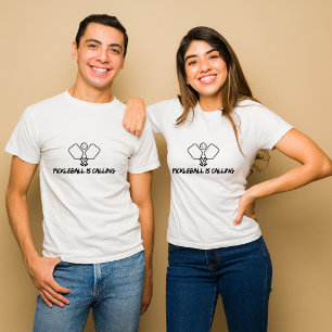 T-shirt pour couple appelant Pickleball