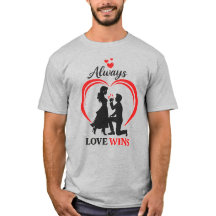 T-shirt pour couple romantique Love Wins Cadeau po