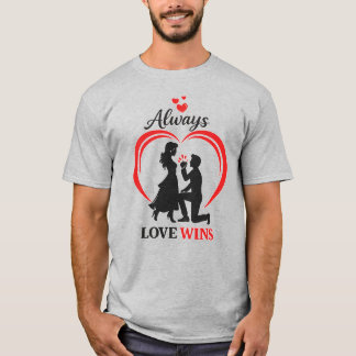 T-shirt pour couple romantique Love Wins Cadeau po