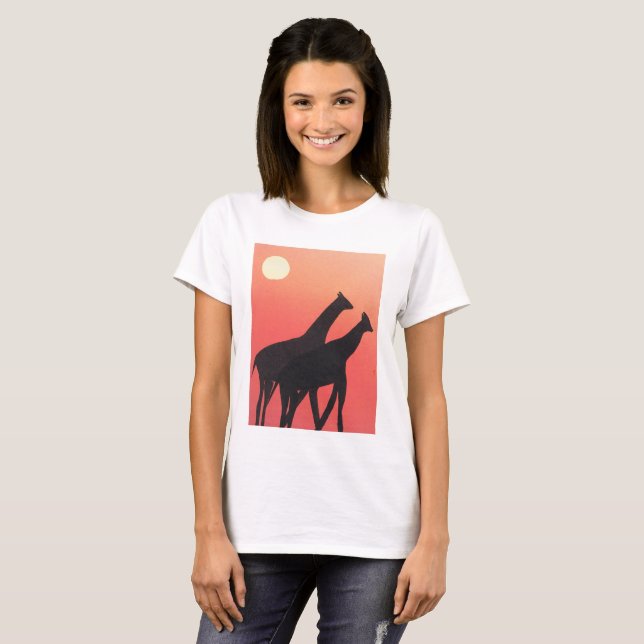 T-shirt pour dames avec design Giraffe (Devant entier)