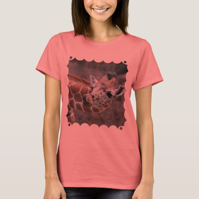 T-shirt pour dames de la langue de la girafe (Devant)