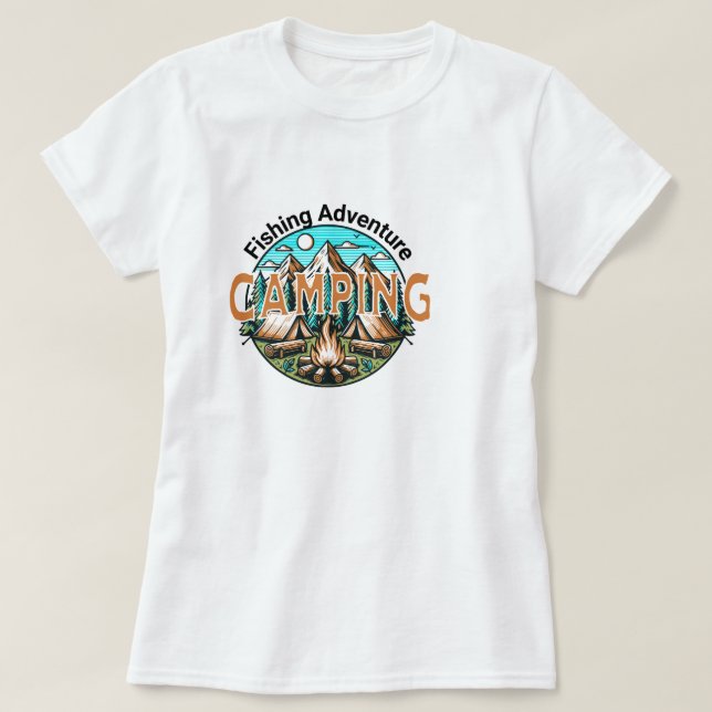 T-Shirt pour dames de pêche/camping (Design devant)