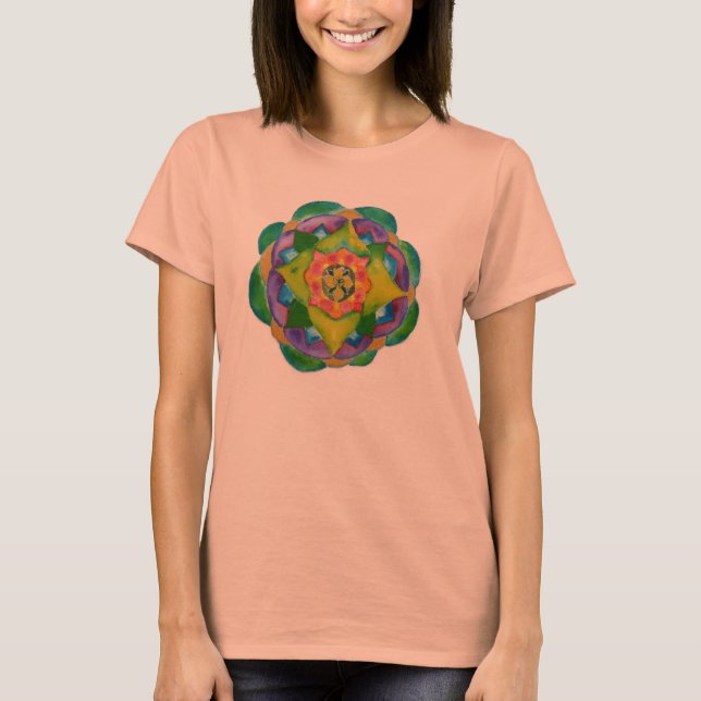T-shirt pour dames Mandala Burnout, blanc Vintage (Devant)