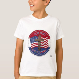 T-shirt Pour Dieu et le Pays - Croix avec 50 étoiles Drape