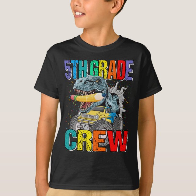 T-Shirt pour Dinosaur Boys de 5e année d'équipage  (Devant)