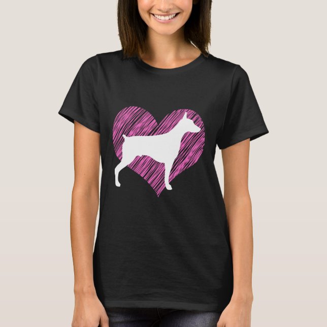 T-shirt Pour Doberman Amoureux de les chiens I Love Doberm (Devant)