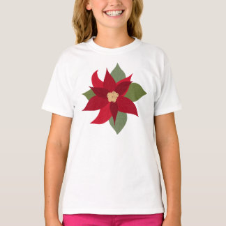 T-Shirt pour enfants au poinsettia rouge de Noël