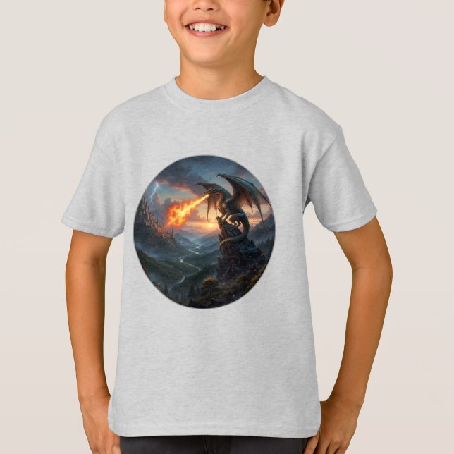T-shirt pour enfants avec imprimé Dragon (Devant)