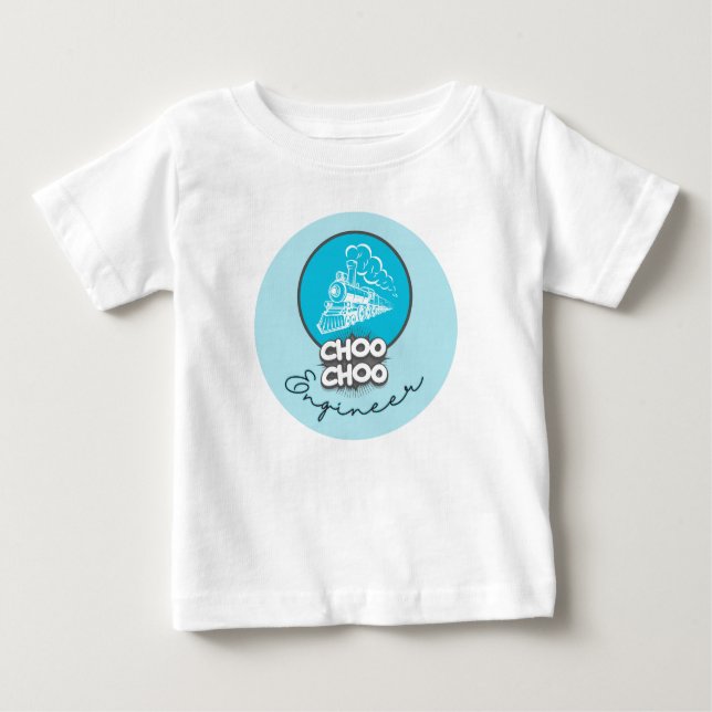 T-shirt pour enfants avec train bleu bébé ingénieu (Devant)