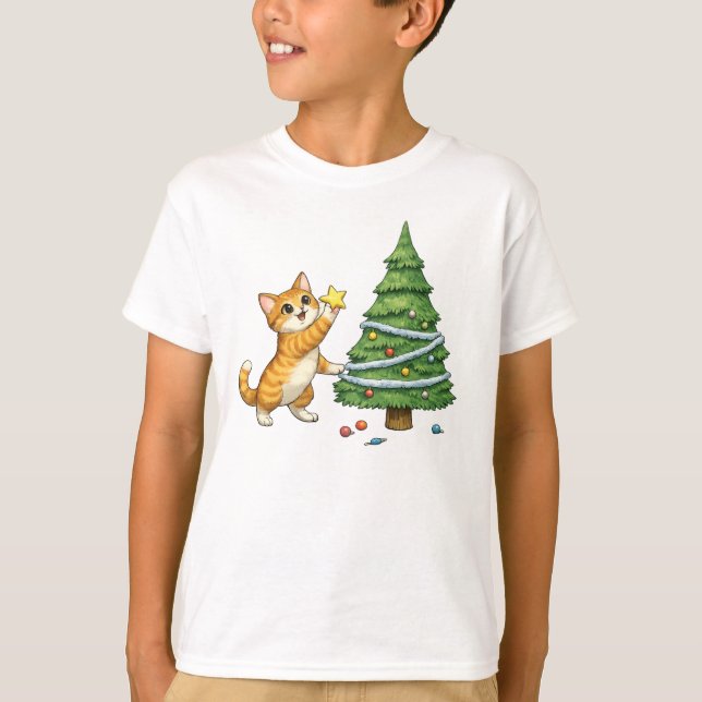 T-shirt pour enfants avec un chat mignon sur un ar (Devant)