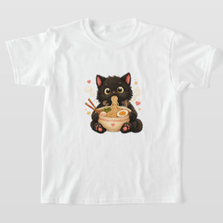 T-shirt pour enfants avec un chat ramen mignon