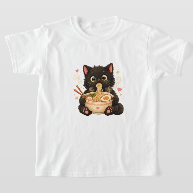 T-shirt pour enfants avec un chat ramen mignon (Poser)